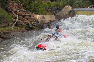 5 man raft at 1st hole white water rafting Ingwenya tours    