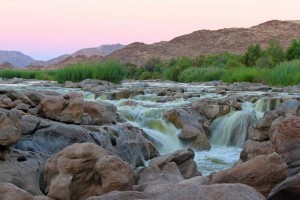 Sunset at Ghum-Ghum falls on the Orange River          