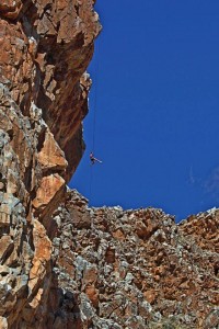 Abseiling 80 meter at Klein Pella     