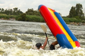 "Gatsien" claim rafter on Vaal River 