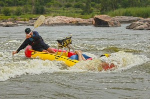 Raft surfing at "Gatsien rapid" Parys 